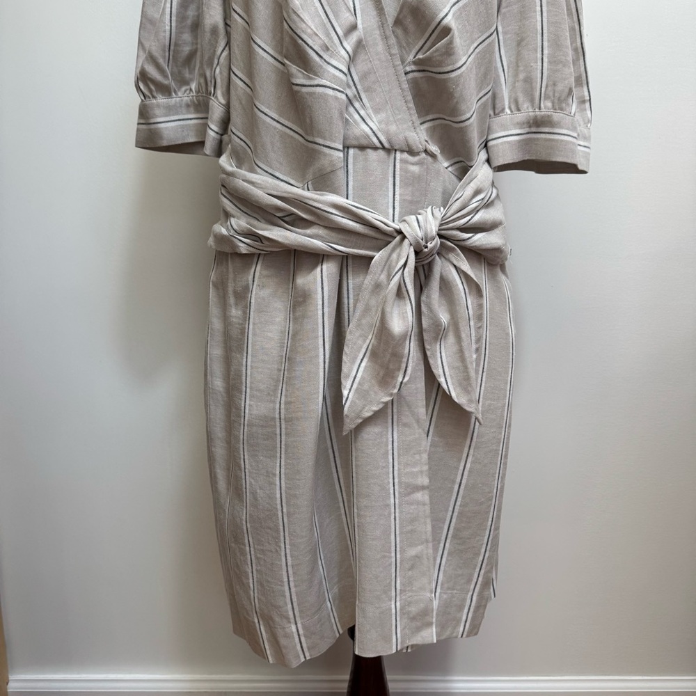 Finley Bohemian Stripe Linen Blend Wrap Dress - Picture 4 of 12